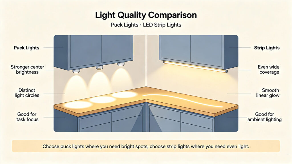 Puck Lights vs Strip Lights